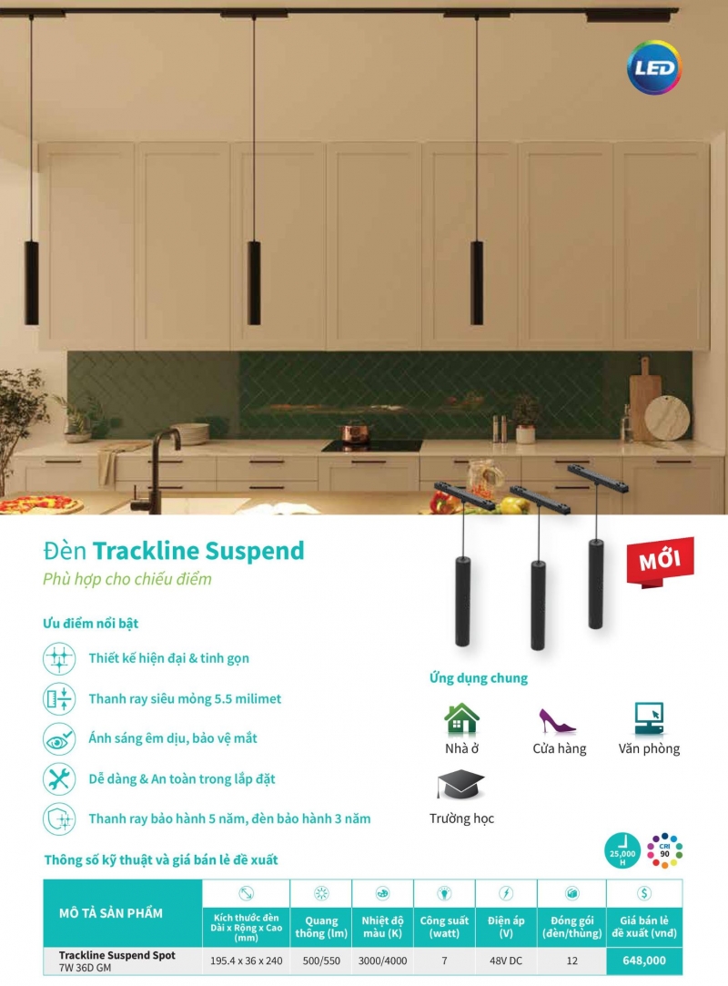 Đèn rọi ray 7W Trackline Suspend Spot 36D GM Philips