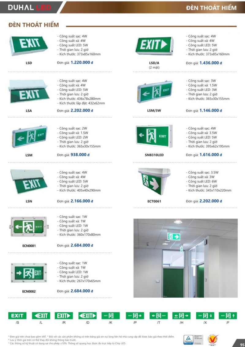 Đèn exit thoát hiểm 2 mặt 5W LSD/A Duhal