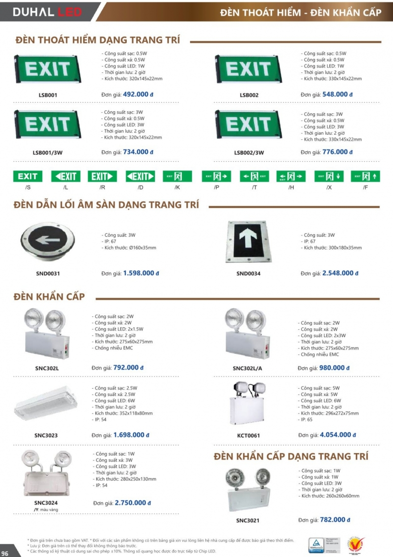 Đèn exit thoát hiểm LSB001/3W Duhal
