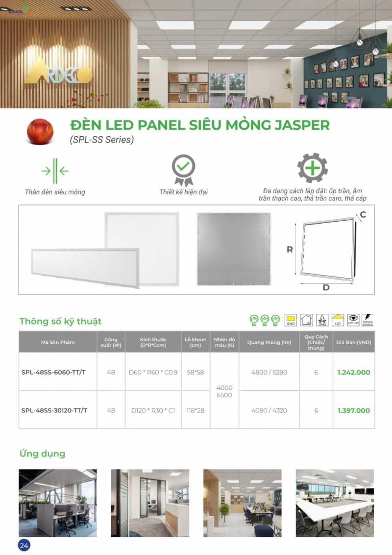 Đèn led Panel Jasper 48W SPL-48SS-30120 Kingled