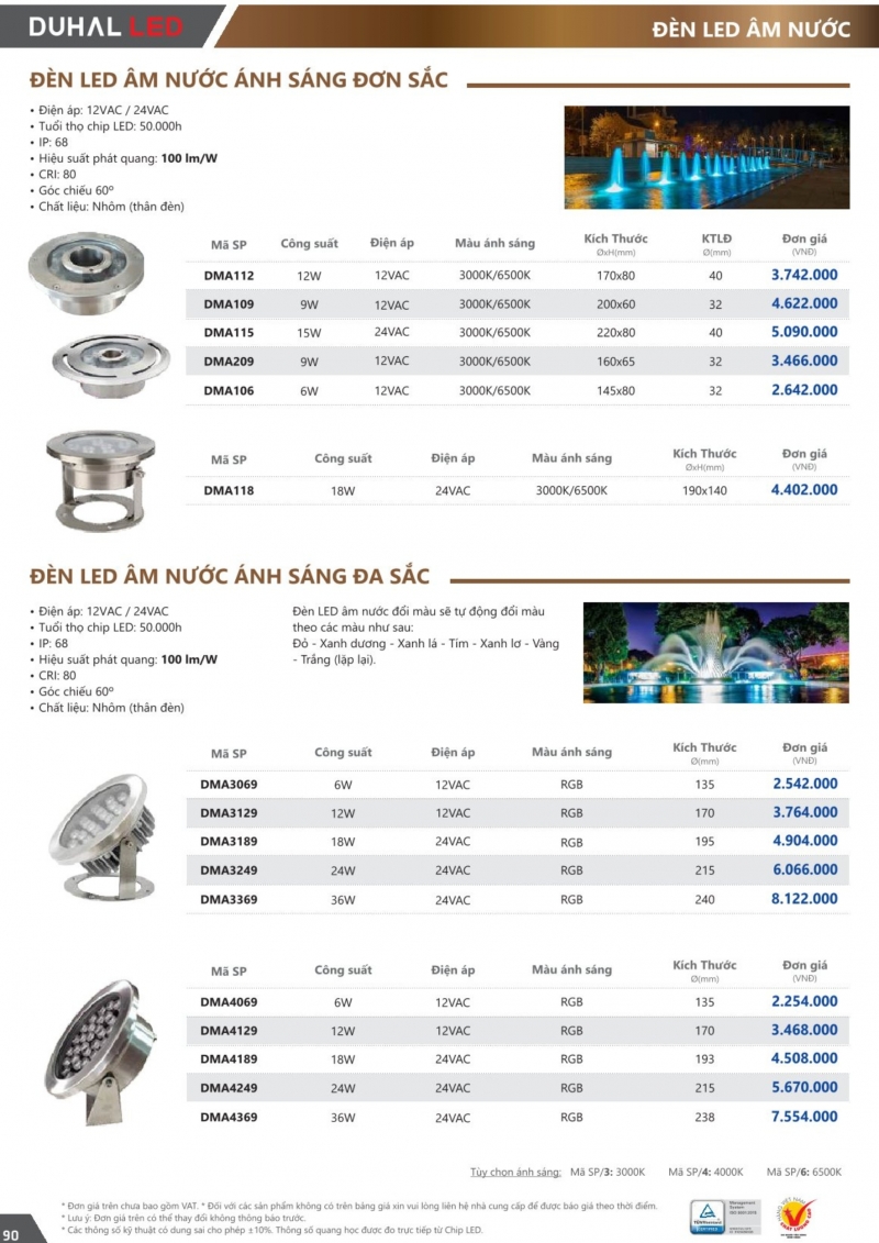 Đèn led âm nước 24W DMA4249 Duhal