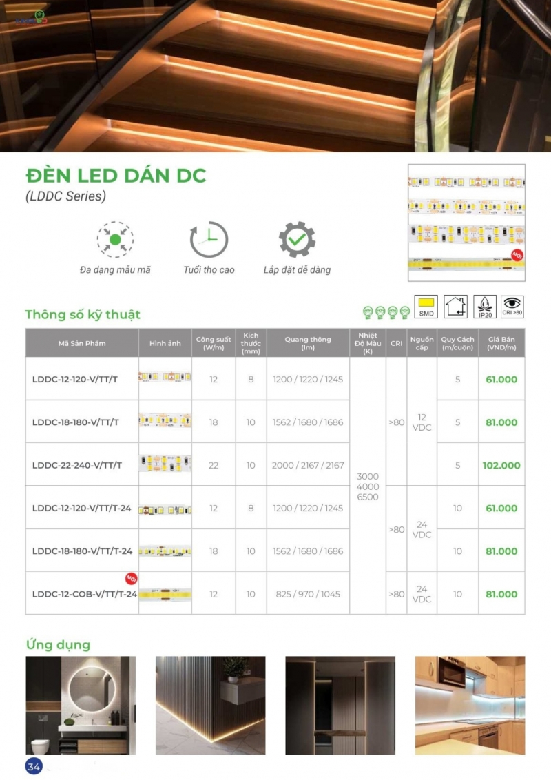 Đèn led dây dán DC 12W LDDC-12-120 5M Kingled