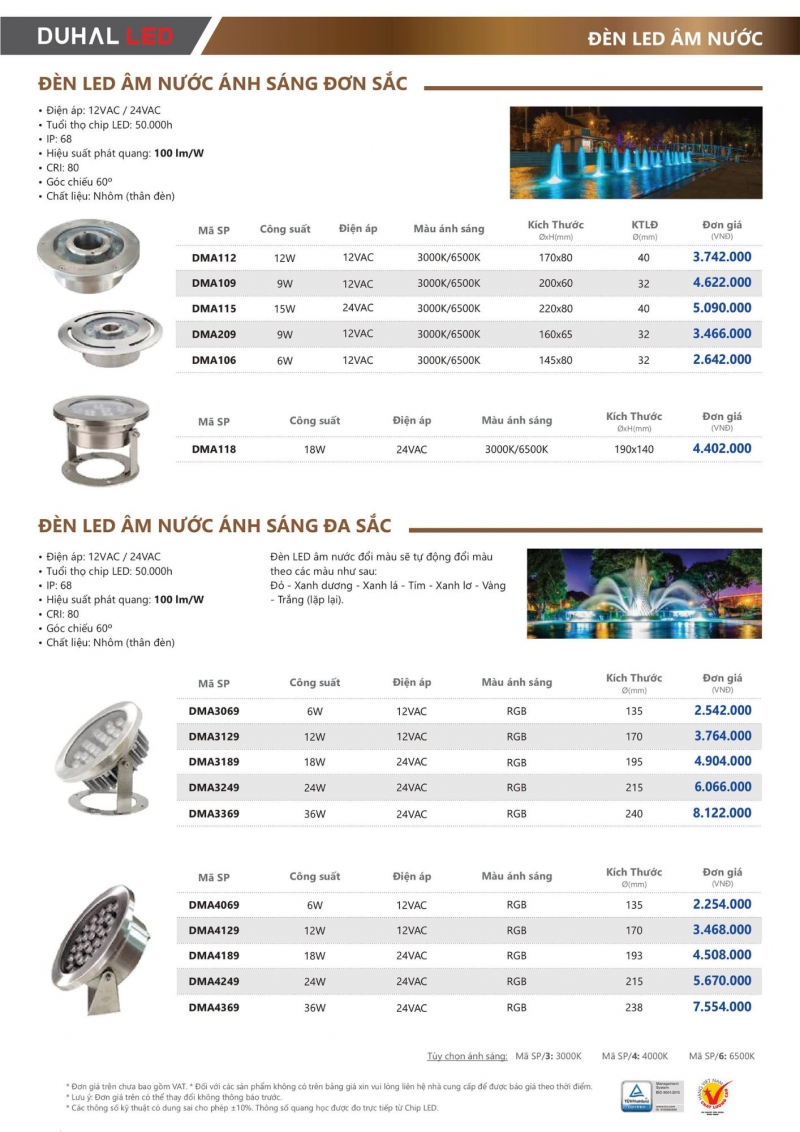 Đèn led âm nước 36W DMA4369 Duhal