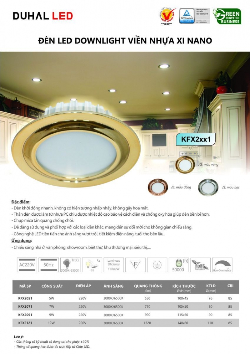 Đèn led âm trần 9W KFX2091 Duhal