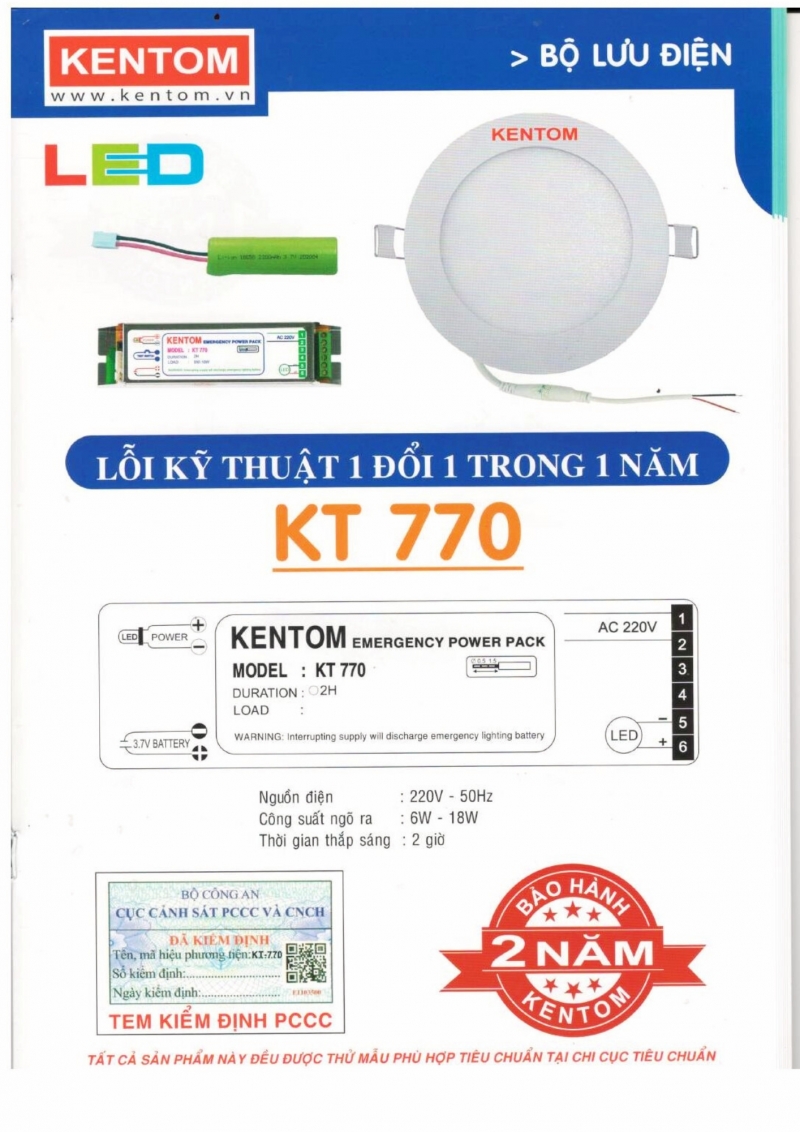Đèn chiếu sáng sự cố âm trần 9W KT-770 Kentom