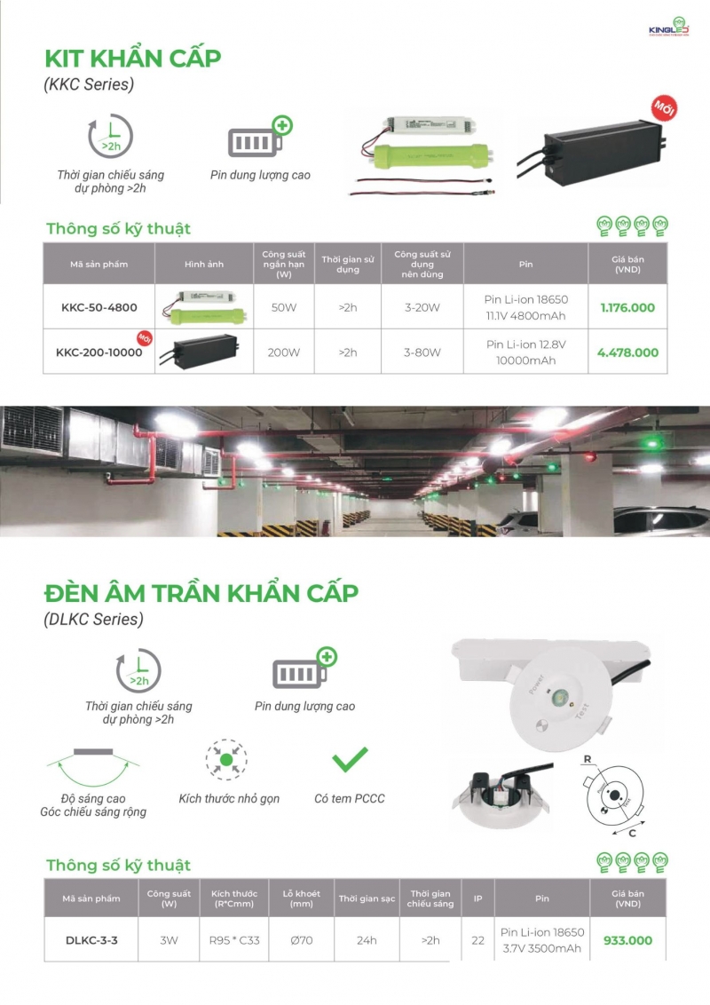 Đèn âm trần khẩn cấp 3W DLKC-3-3 Kingled