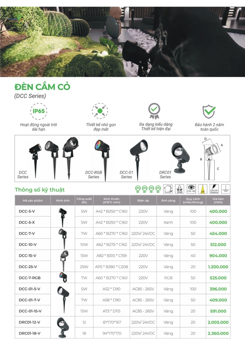 Đèn cắm cỏ 15W DCC-15-V Kingled IP65