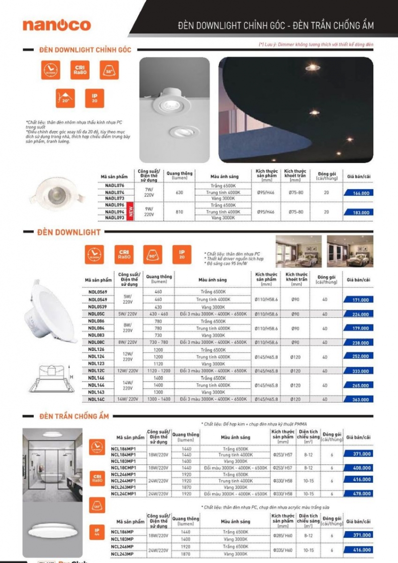 Đèn led âm trần 5W NDL0549 Nanoco
