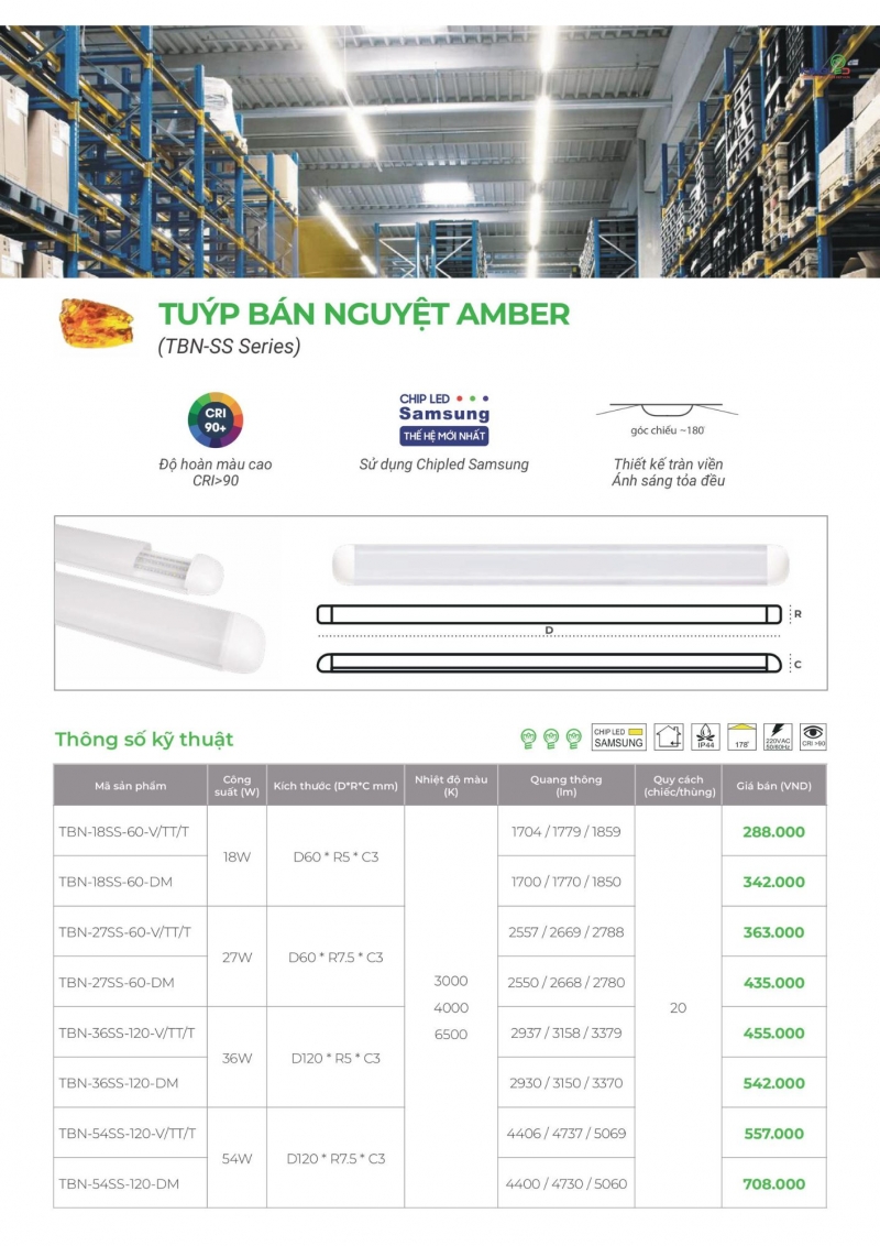 Đèn led bán nguyệt Amber 54W TBN-54SS-120 Kingled