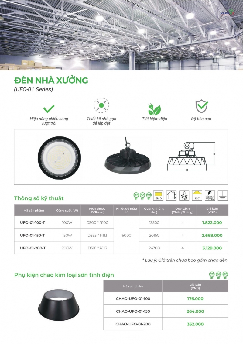 Đèn led nhà xưởng 150W UFO-01-150 Kingled IP65