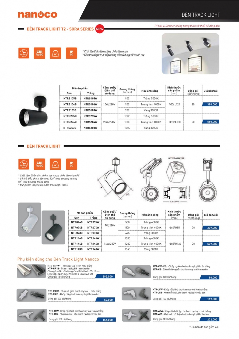 Đèn rọi ray 10W NTRS103B Nanoco