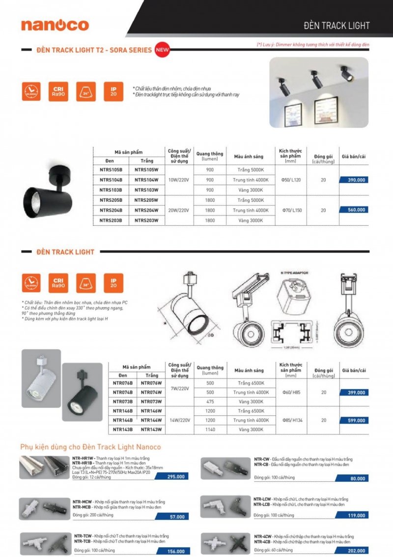 Đèn rọi ray 7W NTR073W Nanoco