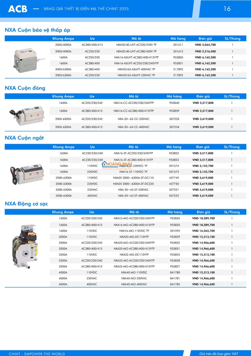 Bảng giá thiết bị đóng cắt CHINT