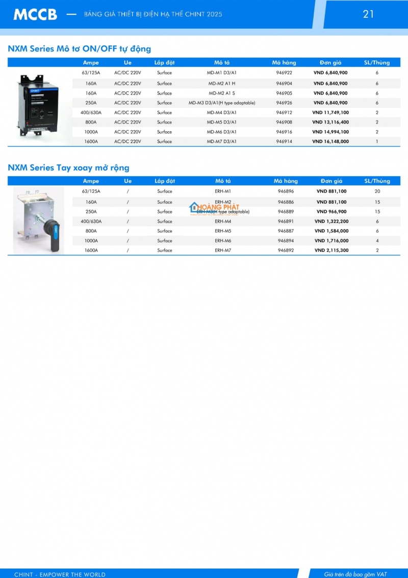Bảng giá thiết bị đóng cắt CHINT