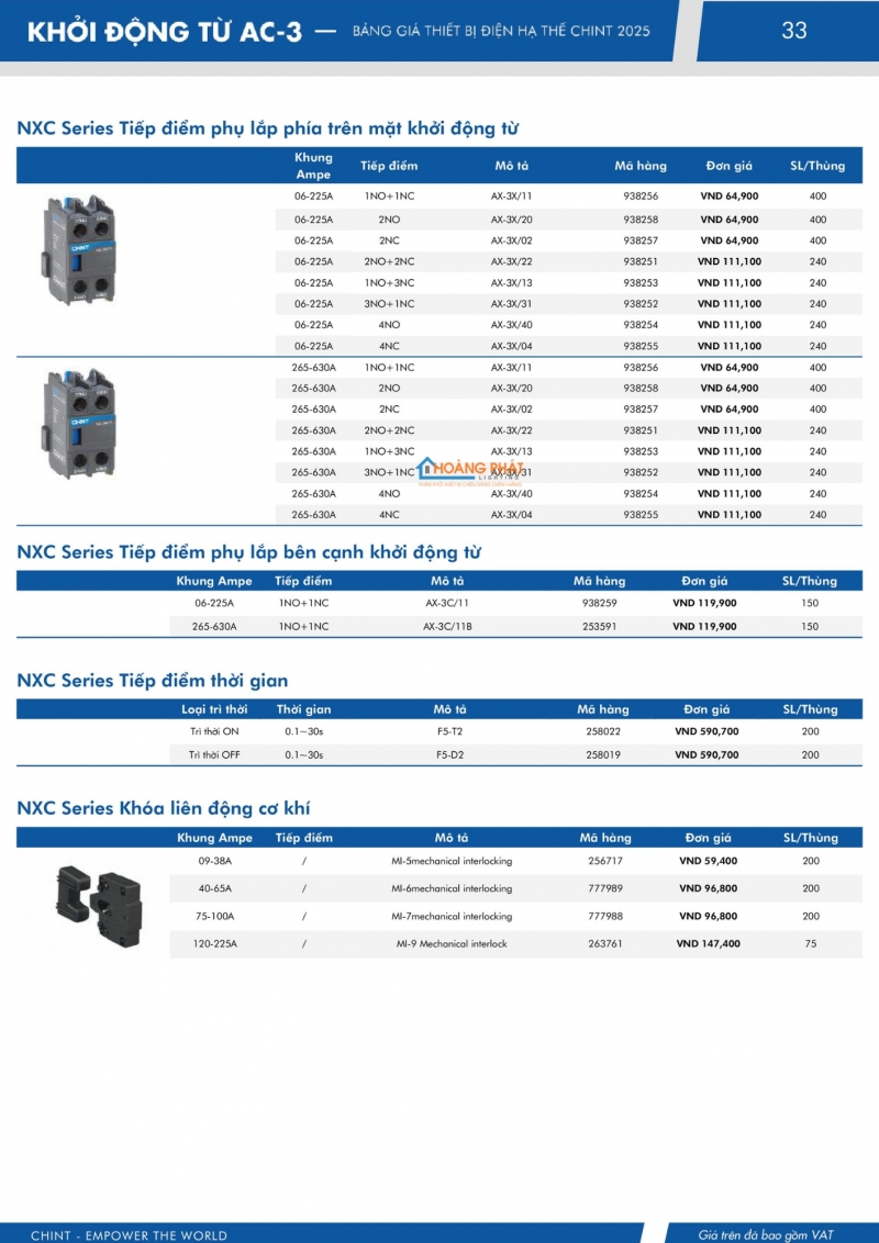 Bảng giá thiết bị đóng cắt CHINT