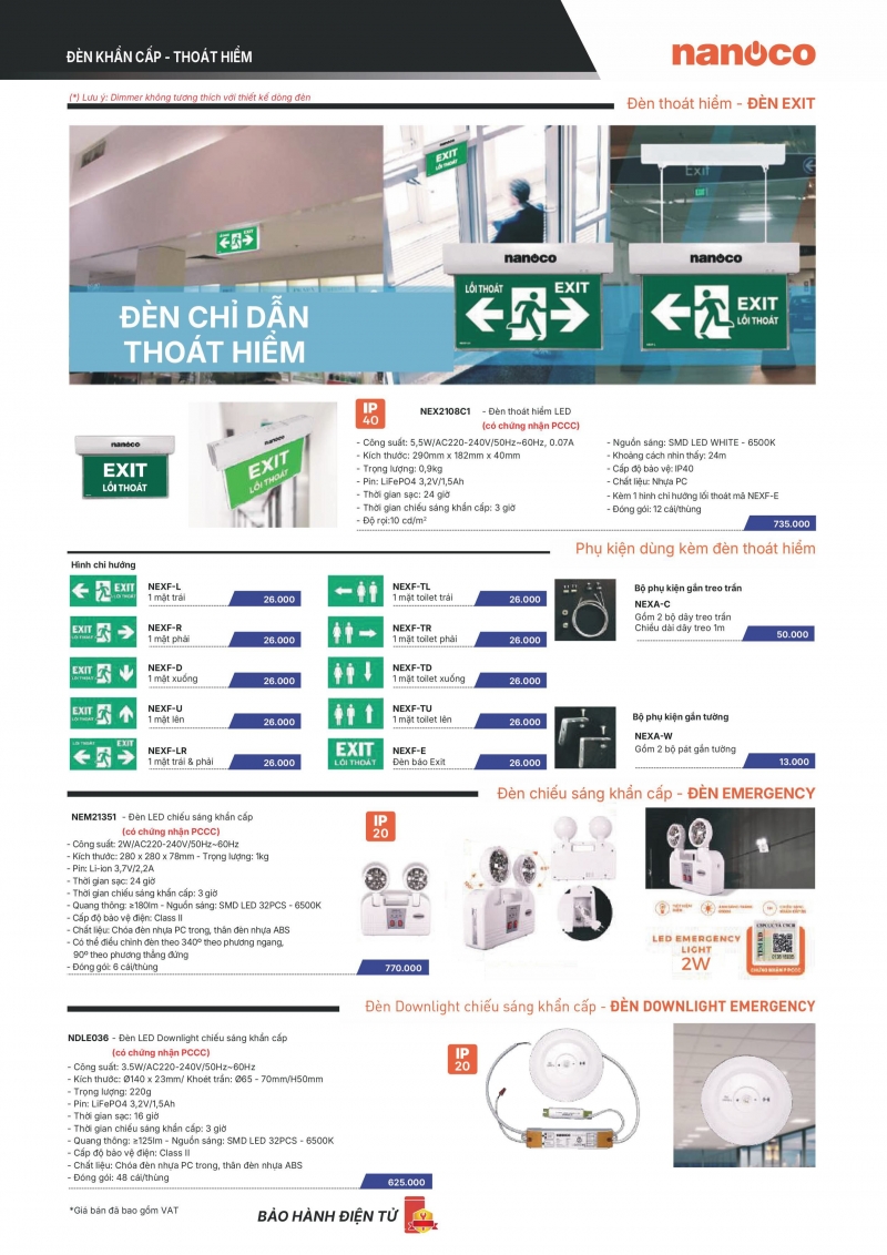 Đèn led âm trần chiếu sáng khẩn cấp 3.5W NDLE036 Nanoco