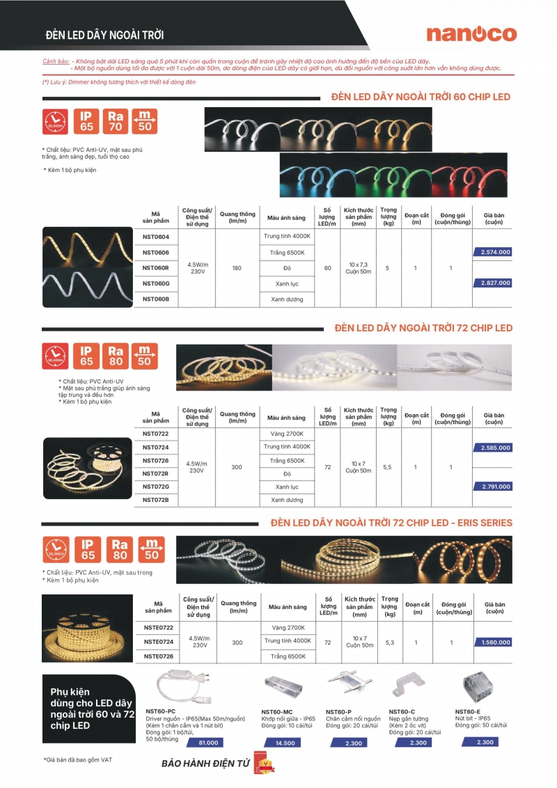 Đèn led dây 4.5W NSTE0726 50M Nanoco IP65