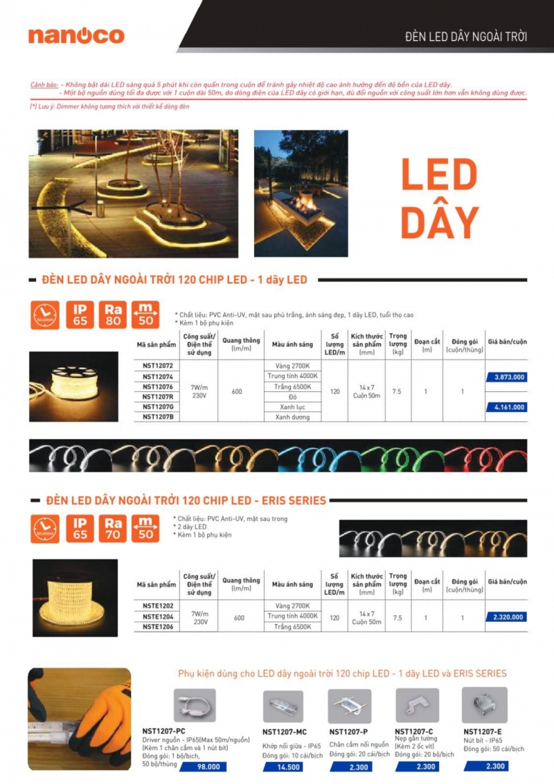 Đèn led dây 7W NST1207B 50M Nanoco IP 65