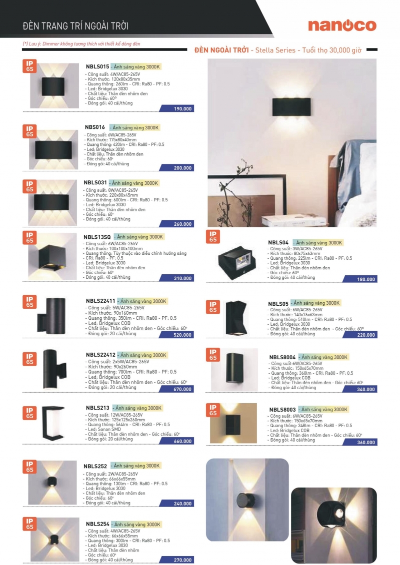 Đèn led gắn tường 12W NBLS213 Nanoco IP65 