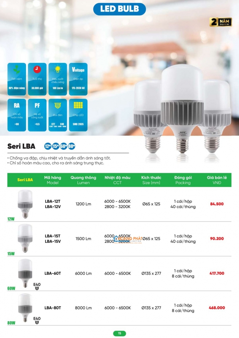 Bảng giá thiết bị điện - đèn led MPE 2026