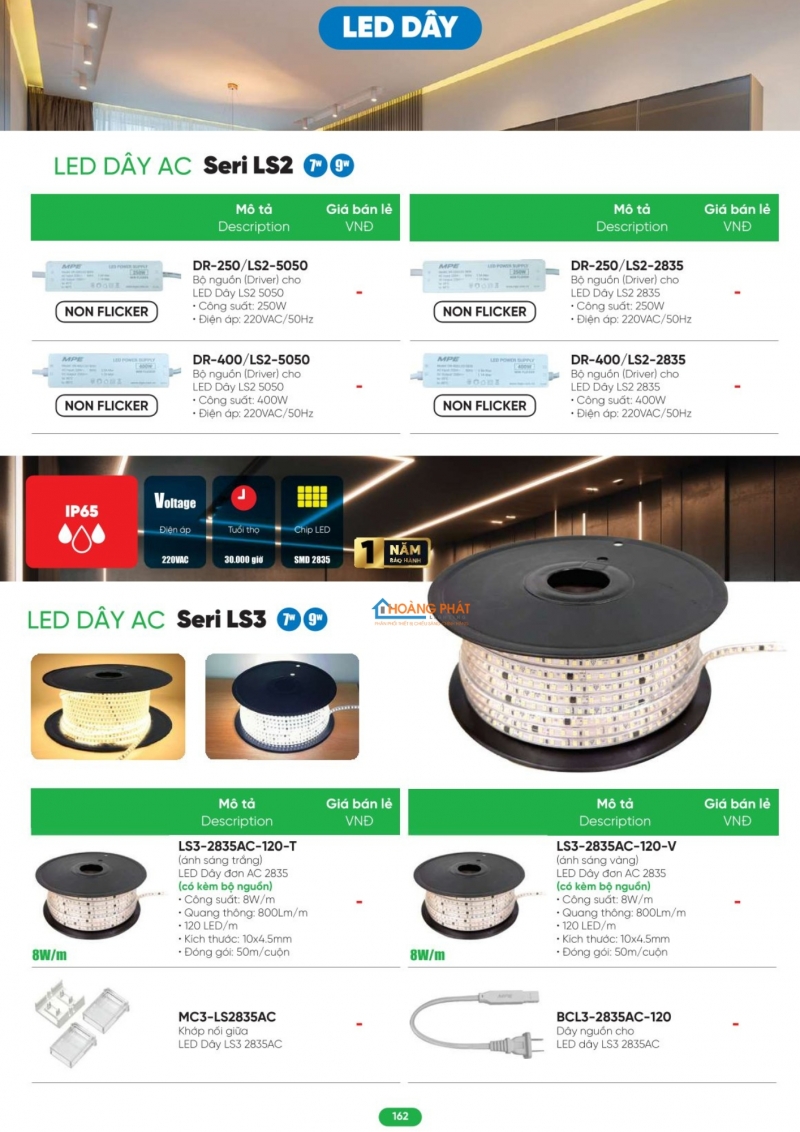 Bảng giá thiết bị điện - đèn led MPE 2026