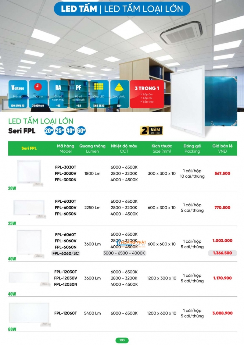 Bảng giá thiết bị điện - đèn led MPE 2026