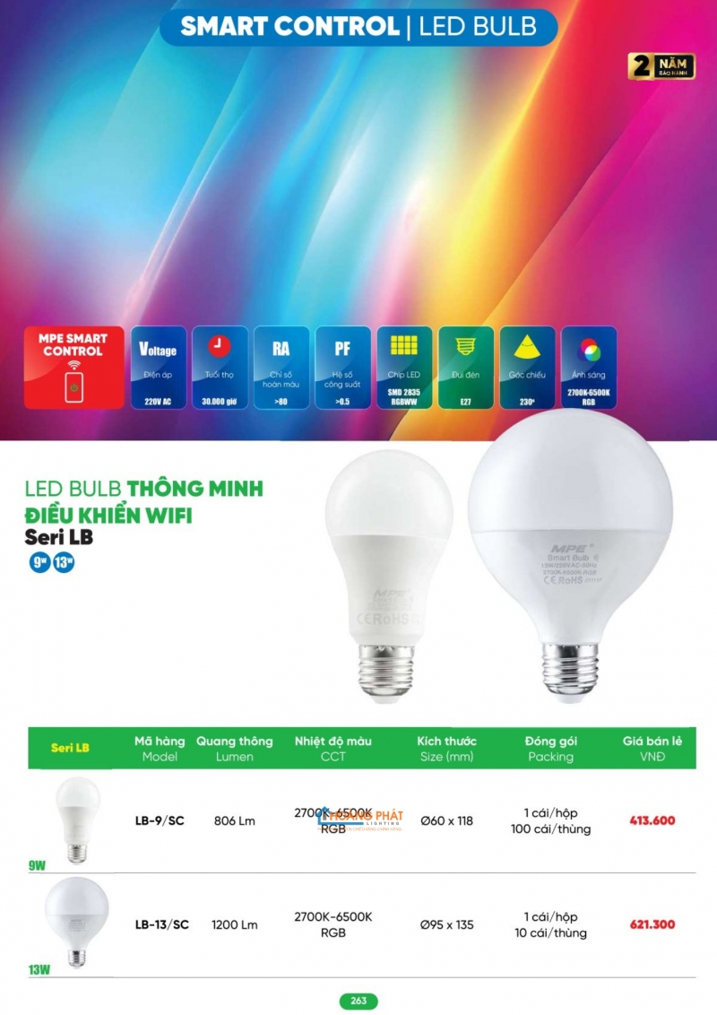 Bảng giá thiết bị điện - đèn led MPE 2026
