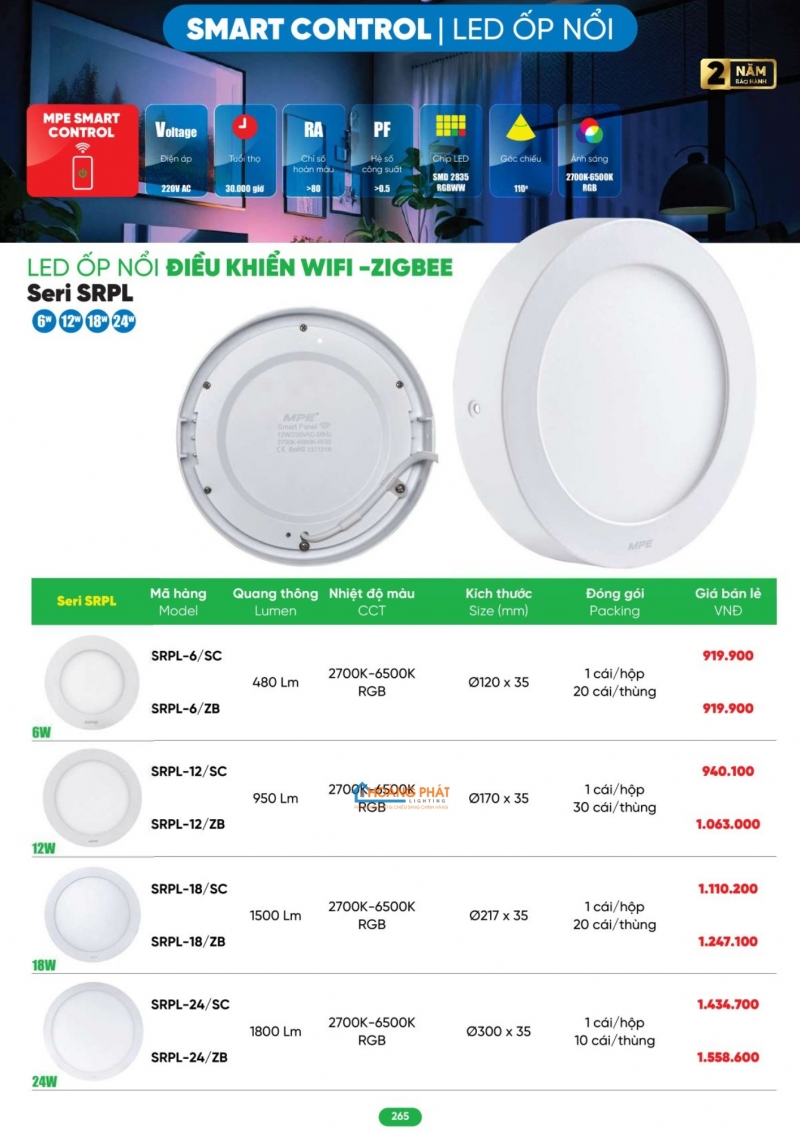 Bảng giá thiết bị điện - đèn led MPE 2026