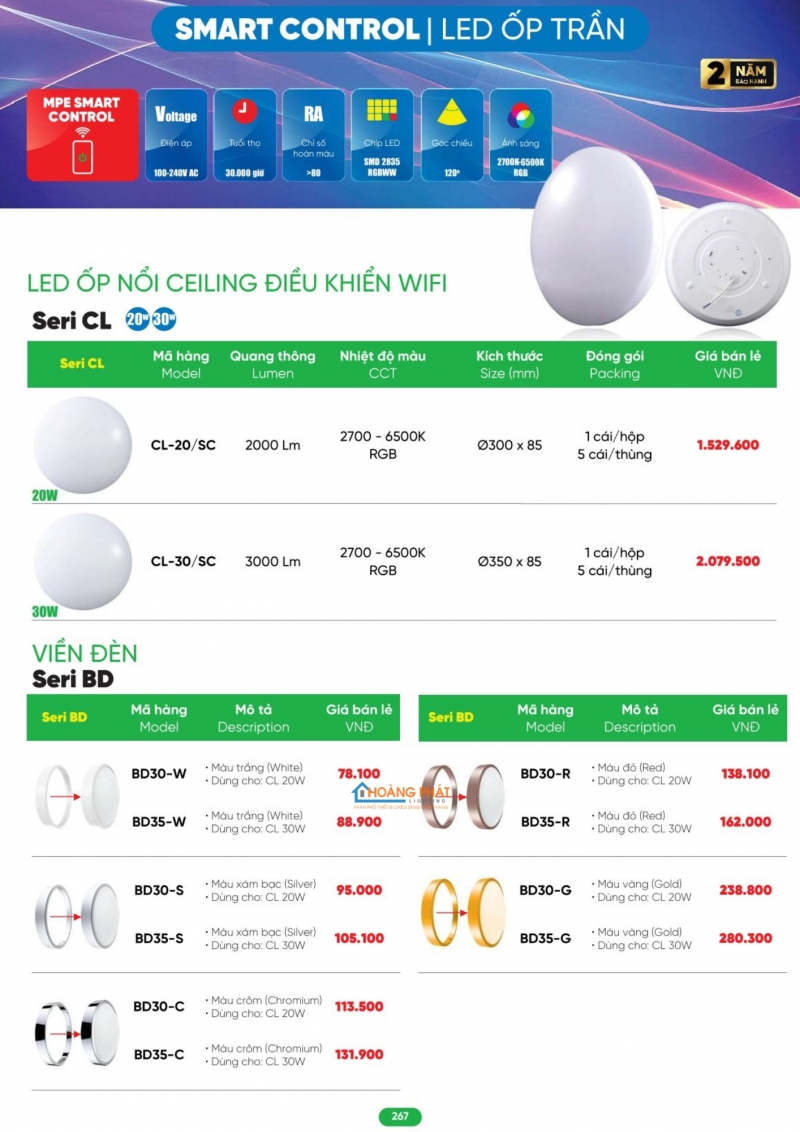 Bảng giá thiết bị điện - đèn led MPE 2026