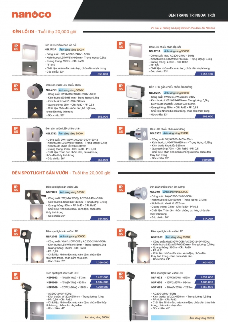 Đèn led âm tường chiếu chân 1W NSL2102 Nanoco IP65