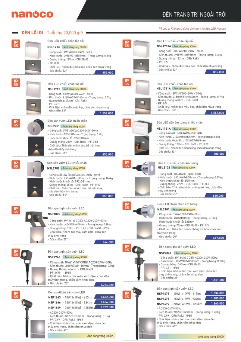 Đèn led âm tường chiếu chân 3W NSL2781 Nanoco IP65