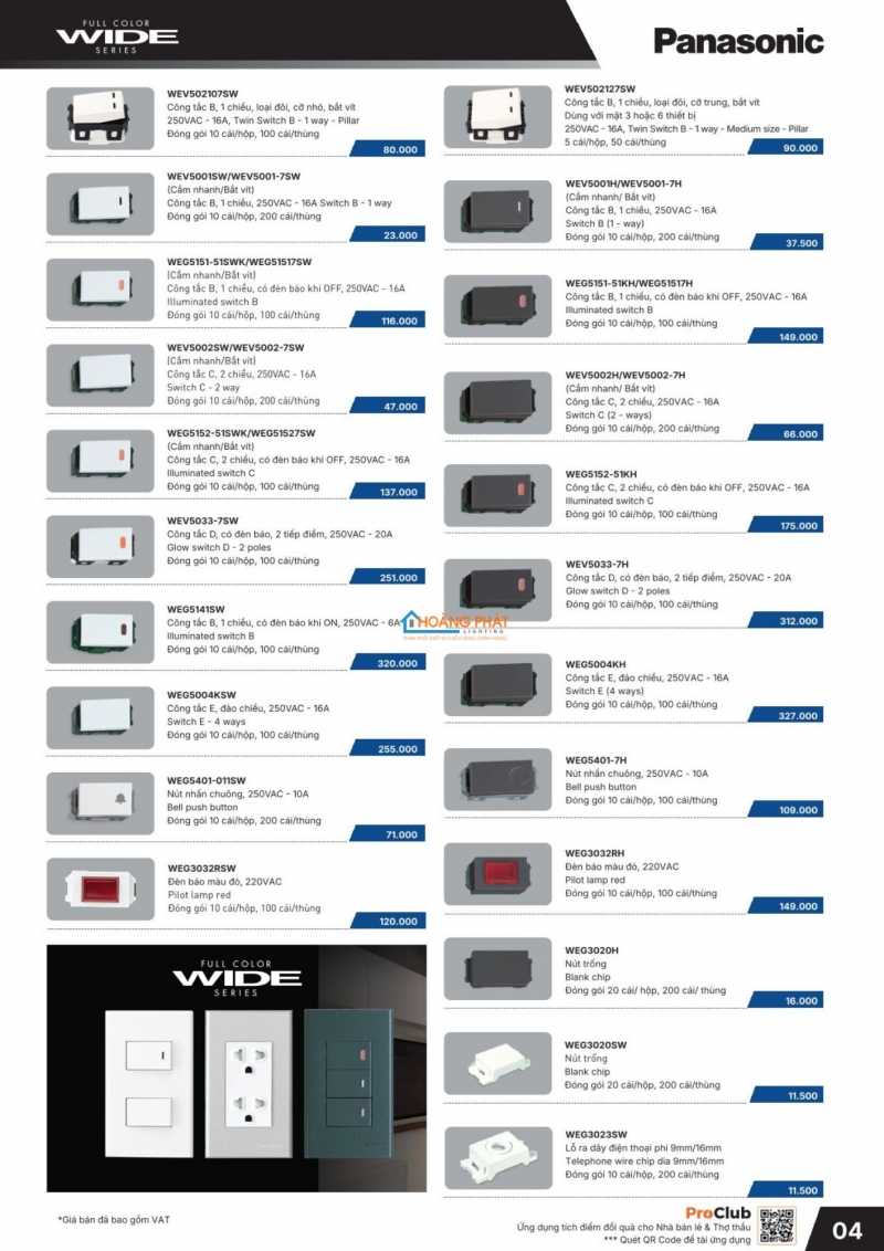 Bảng giá thiết bị điện Panasonic 2026 mới nhất