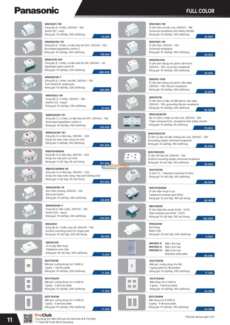 Bảng giá thiết bị điện Panasonic 2026 mới nhất