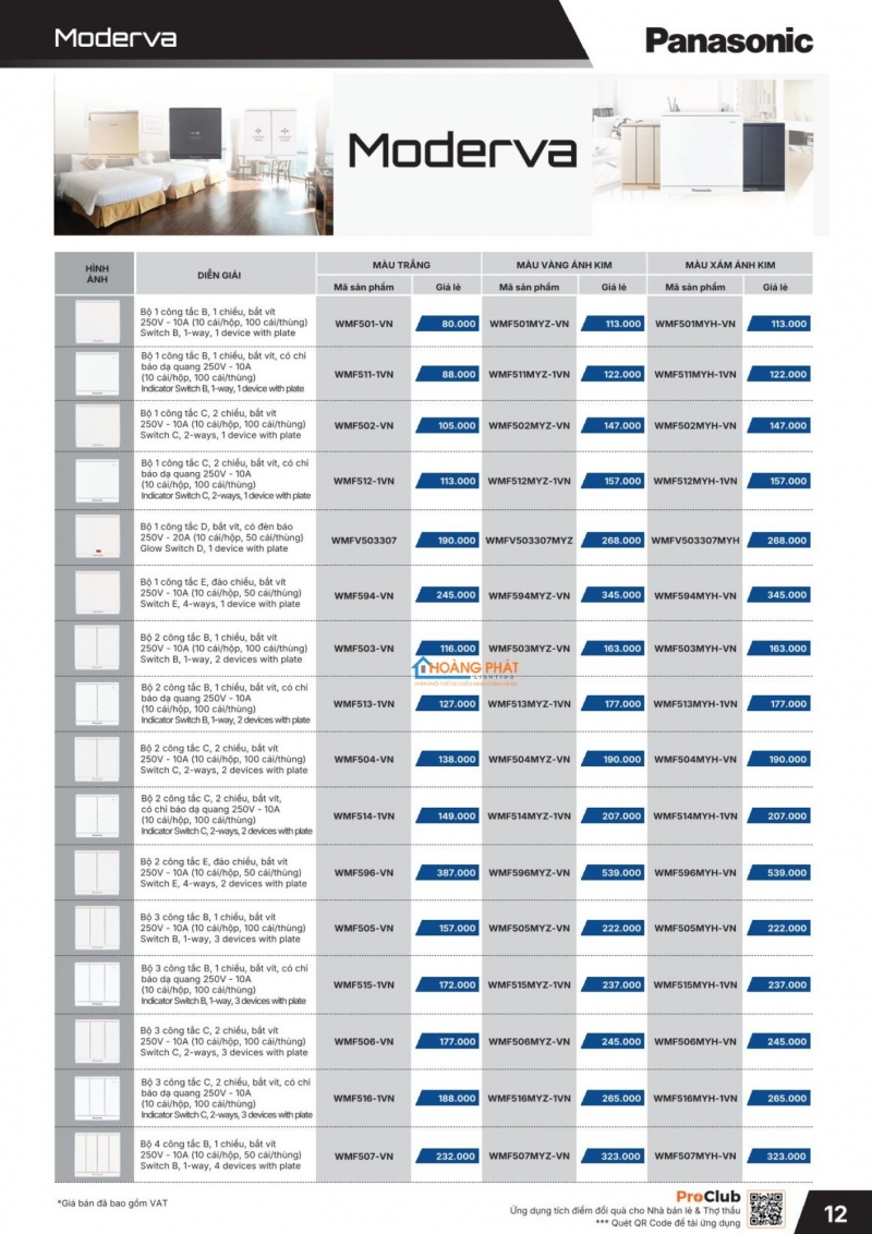 Bảng giá thiết bị điện Panasonic 2026 mới nhất