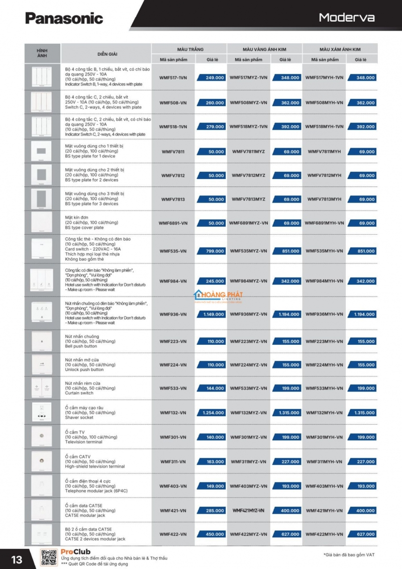Bảng giá thiết bị điện Panasonic 2026 mới nhất