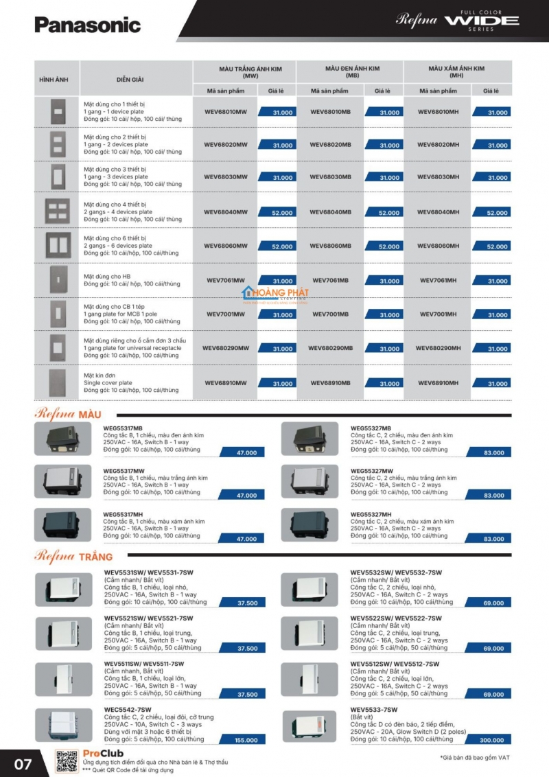 Bảng giá thiết bị điện Panasonic 2026 mới nhất