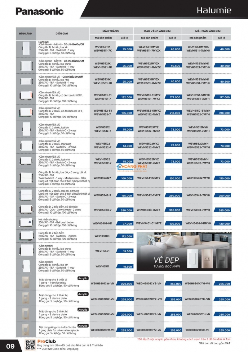 Bảng giá thiết bị điện Panasonic 2026 mới nhất