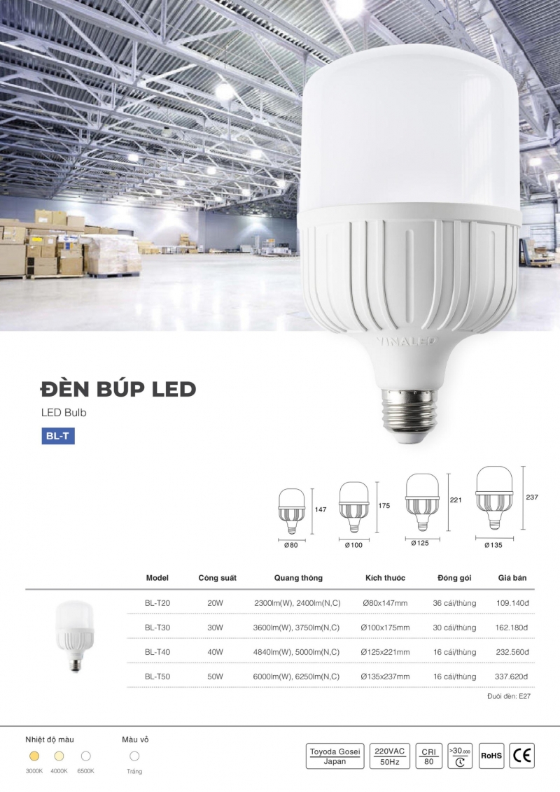 Đèn led bulb 40W BL-T40 Vinaled 