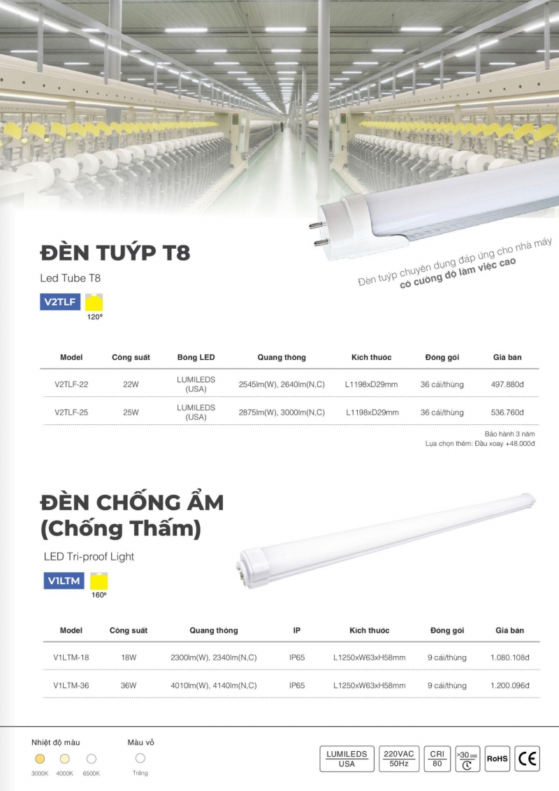 Đèn led chống thấm 18W V1LTM-18 1m2 Vinaled IP65