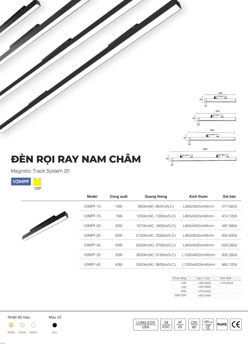 Đèn rọi ray nam châm 10W V2MPF-10 Vinaled