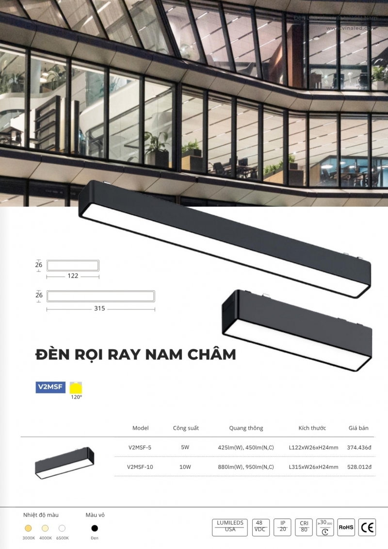 Đèn rọi ray nam châm 10W V2MSF-10 Vinaled