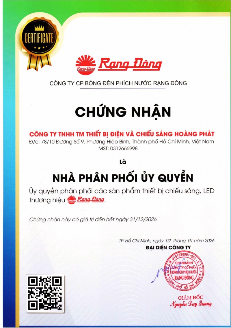 Bảng giá bóng đèn Rạng Đông 2026 mới nhất