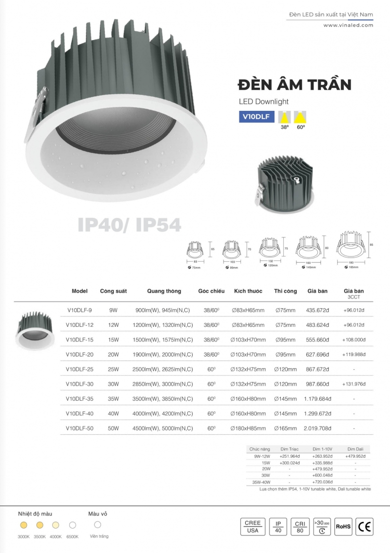 Đèn led âm trần 35W V10DLF-35 Vinaled