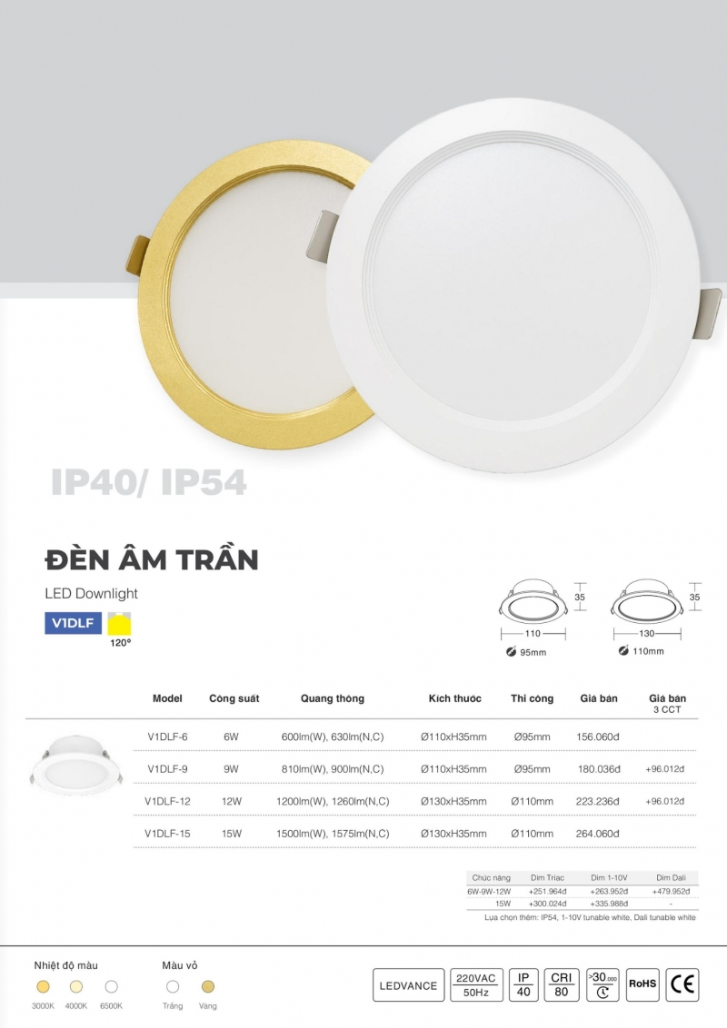Đèn led âm trần 6W V1DLF-6 Vinaled