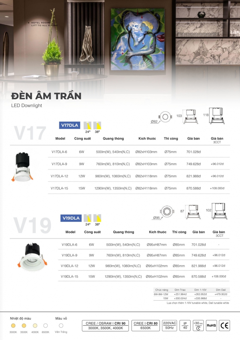 Đèn led âm trần 6W V19DLA-6 Vinaled