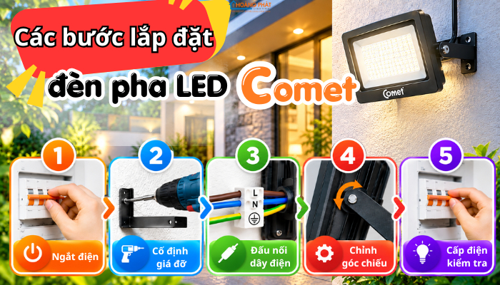 Hướng dẫn lắp đặt đèn pha led Comet
