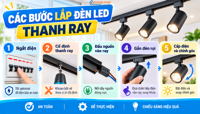 Cách lắp đèn led thanh ray dễ dàng