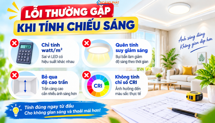 Cách tính lux và lumen theo m²: công thức chuẩn cho từng không gian