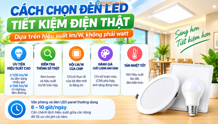 Hiệu suất phát quang lm/W là gì? Cách chọn đèn LED tiết kiệm điện