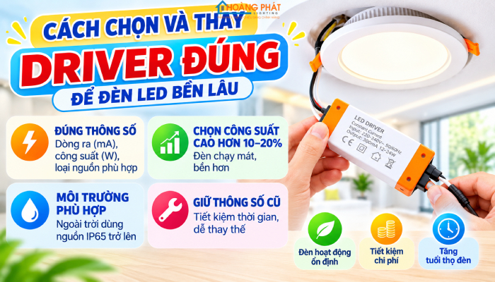 Nguồn (driver) đèn LED loại nào tốt? Cách chọn để đèn bền